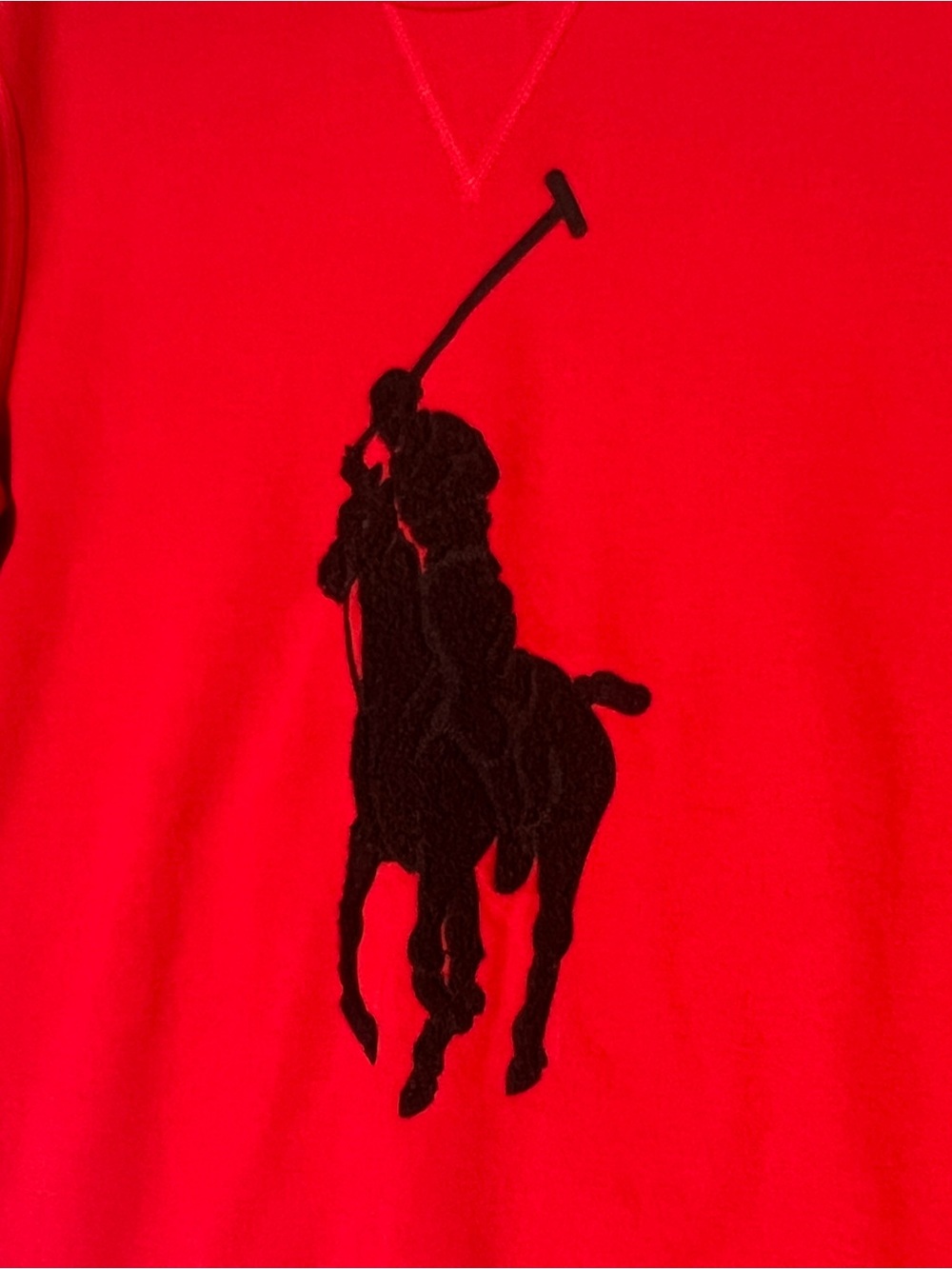 POLO RALPH LAUREN Womens Red Sweatshirt Big Textured Pony Logo Crewneck Medium - Picture 12 of 13